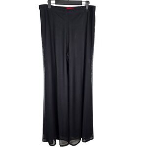 JS Collections Women's Black Sheer Overlay Wide Leg Dress‎ Pants Size 12